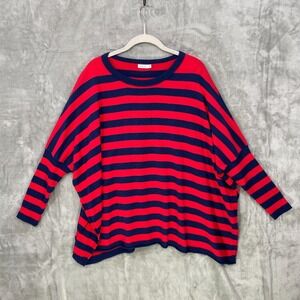 Mer Sea Sweater One Size Oversized Striped Red Navy Coastal Minimalist Boxy